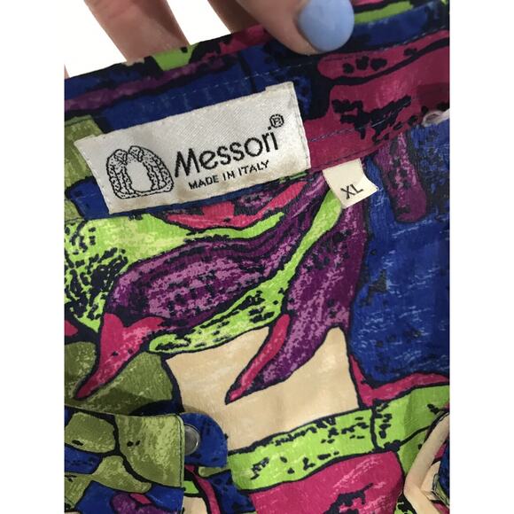 COLORFUL UNIQUE MESSORI GEO DESIGN 100% SILK XL - MADE IN ITALY - Picture 3 of 4